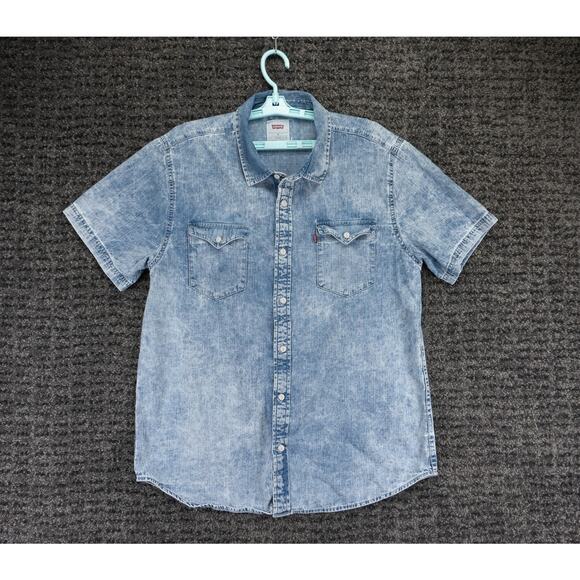 Levi's Other - Levis Shirt Mens XL (Large Fit) Blue Acid Wash Denim Short Sleeve Casual Western